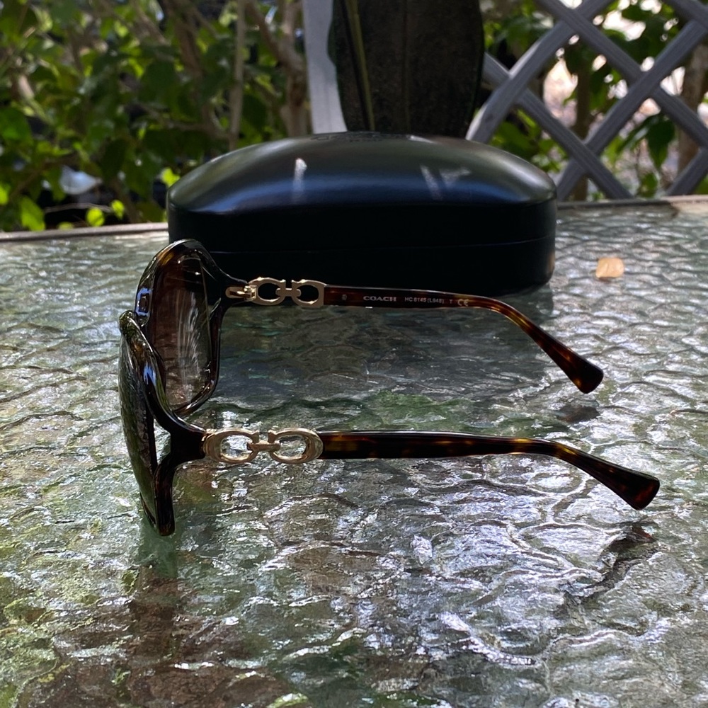 Coach Tortoise & Gold Logo Sunglasses - Picture 13 of 16